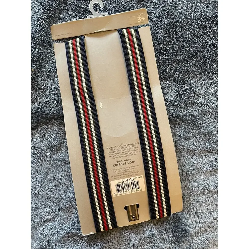 Carters‎ Toddler Boy Suspenders 3+ Adorable! Black/Red - Picture 2 of 2